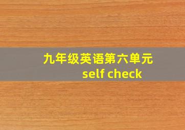 九年级英语第六单元self check